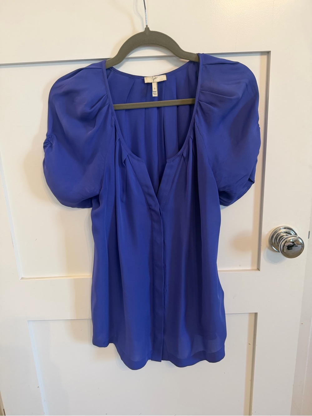Joie Cobalt Blue Puff-Sleeve Blouse